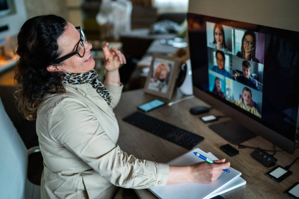 istock Female teacher teaching schoolchildren from home 1314563784