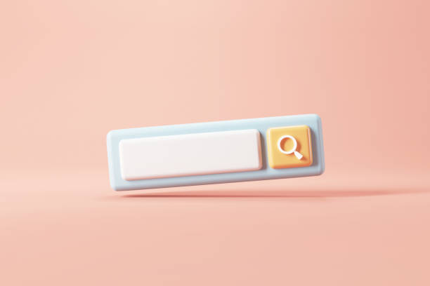 istock White search or magnifying glass in blank search bar on Background, 3d render. 1314565278