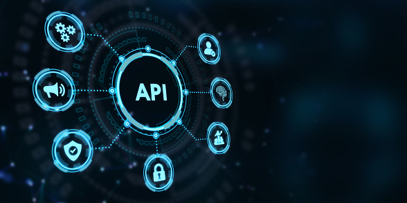 API - Interfaz de programación de aplicaciones. Herramienta de desarrollo de software. Concepto de negocios, tecnología moderna, internet y redes photo