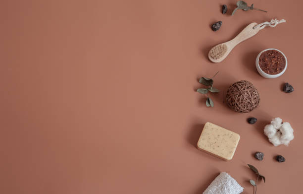 istock Spa composition with bamboo toothbrushes and body care products copy space. 1314565544