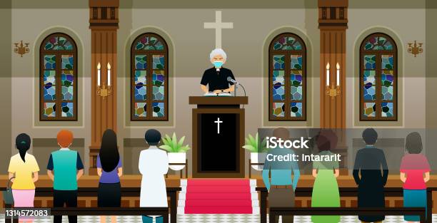 Ilustración de Iglesia Durante Covid 19 y más Vectores Libres de Derechos de Iglesia - Iglesia, Interior, Personas - iStock Ilustración de Iglesia Durante Covid 19 y más Vectores Libres de Derechos de Iglesia - Iglesia, Interior, Personas - iStock