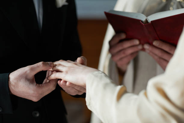 istock Couple getting married in church 1314576466