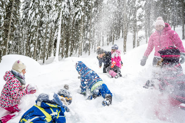 istock Family playing in snow 1314584535
