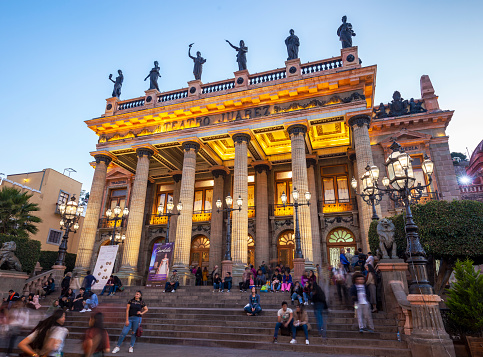 Mexico City Mexico- February 15 2023: The Ornate Facade of the Palacio De Bella Artes in Mexico City Mexico