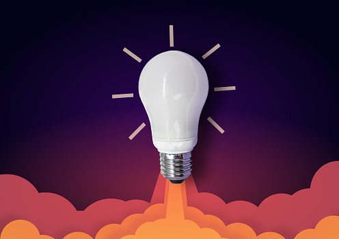 Light bulb rocket launch for idea boost