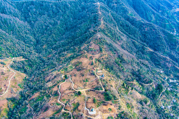 istock Beautiful panoramic view of the mountain range from a drone 1314587421