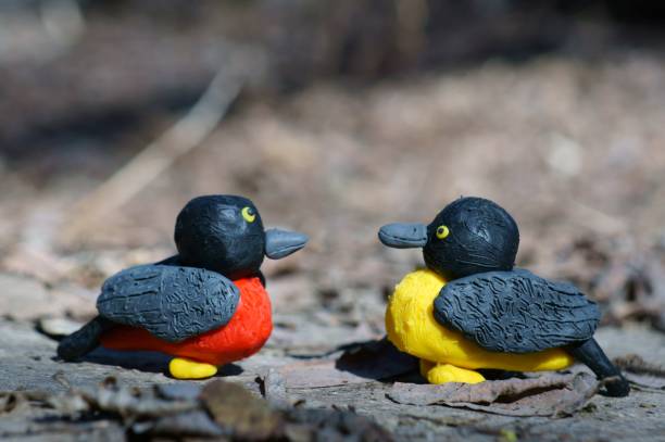 istock Two sparrows made of plasticine close-up. 1314587757