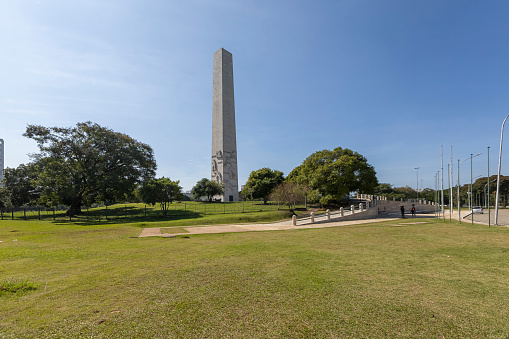 São Paulo, São Paulo, Brazil - APR 25 of 2021 - obelisk next to ibirapuera park on Sunday after the lockdown, Brazil