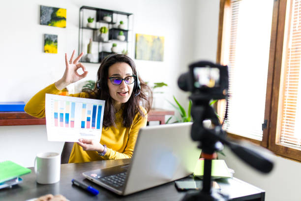istock Teacher woman teaching remotely from home 1314600466