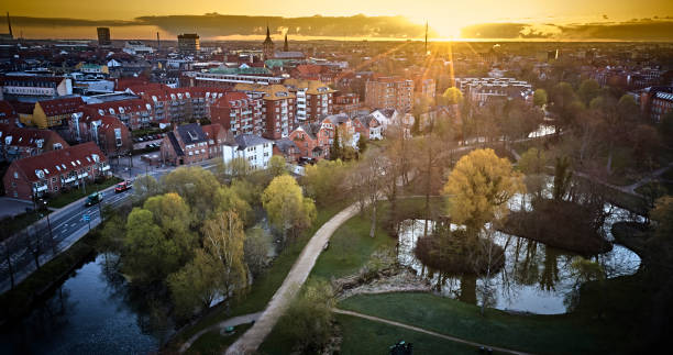 Aerial view of Odense city