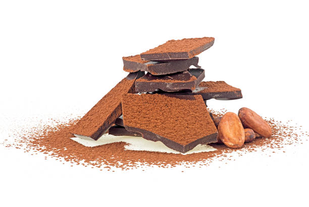 istock Dark chocolate bars, cacao beans and cacao powder isolated on a white background 1314604511