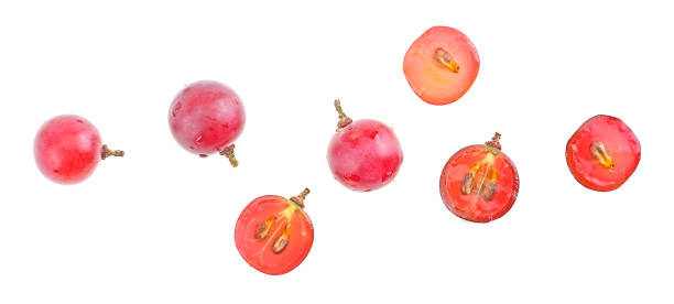 istock Top view of red grapes isolated on a white background 1314604521
