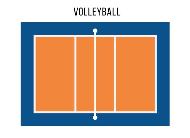 sport volleyball gericht top-ansicht. - volleyball sport floor ball stock-grafiken, -clipart, -cartoons und -symbole