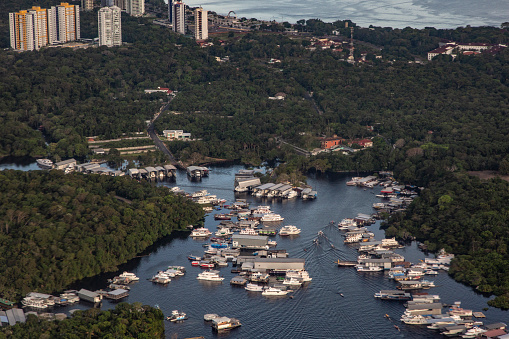 Aerial view of Manaus city -Amazon Black river