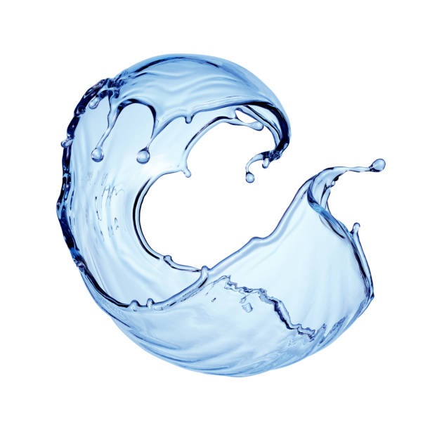 istock 3d render, abstract blue water splash clip art isolated on white background. Twisted liquid shape, splashing wave 1314620964