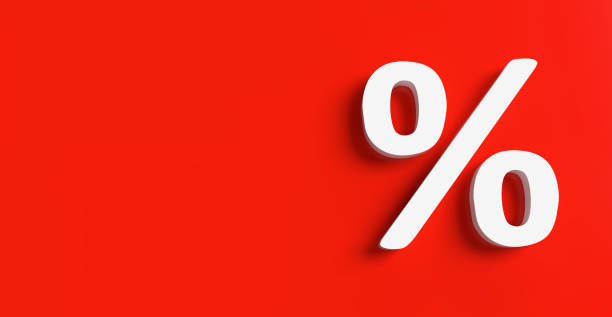 istock Percent discount white 3D rendering symbol red wall 1314623217