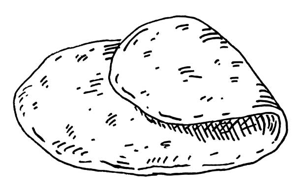 mehl und einzelne tortillas. vintage schlüpfen schwarze illustration. - tortillas stock-grafiken, -clipart, -cartoons und -symbole