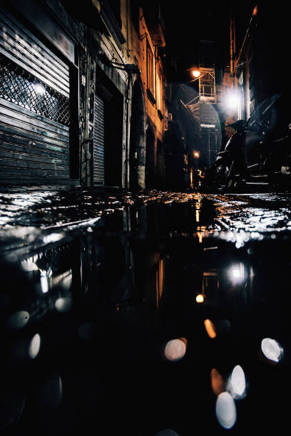 istock Streets of old town reflected in puddle - Naples, Italy 1314626344