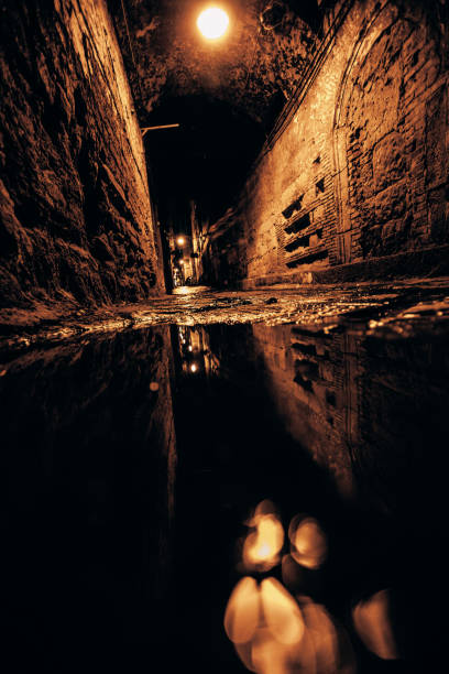 istock Dark tunnel reflected in puddle - Naples, Italy 1314626356
