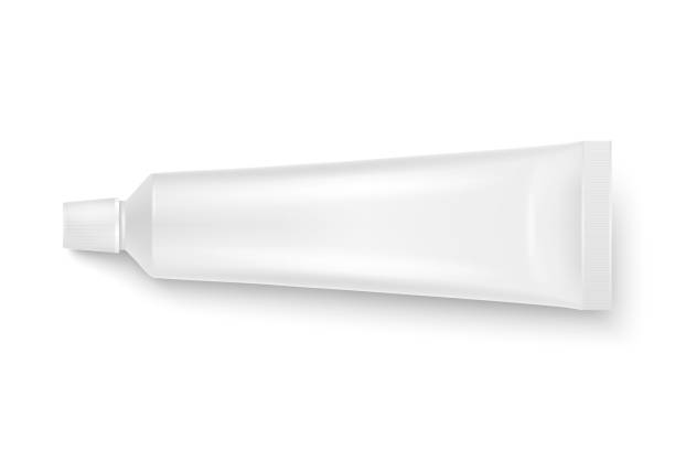 ベクトル3d現実的なプラスチック、金属白いチューブのアイコンクローズアップは、白い背景に隔離。化粧品、軟膏、クリーム、歯磨きペースト用の包装。モックアップのための歯磨き粉の� - toothpaste点のイラスト素材／クリップアート素材／マンガ素材／アイコン素材