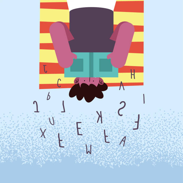 chłopiec leżący z dysleksją - dysleksja stock illustrations