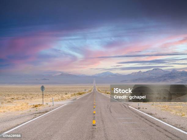 Highway 375 The Extraterrestrial Highway Near Rachel Nevada Looking North Stock Photo - Download Image Now