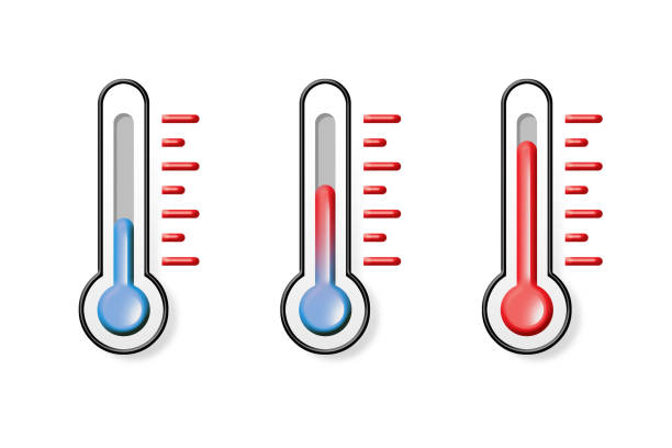 ilustrações de stock, clip art, desenhos animados e ícones de thermometer icon design on white background - plan c