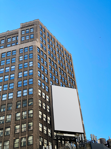 Blank billboard on the side of a building in NewYork City