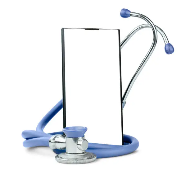 Photo of smartphone and stethoscope