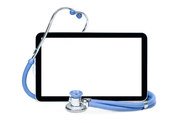 Photo of digital tablet and stethoscope