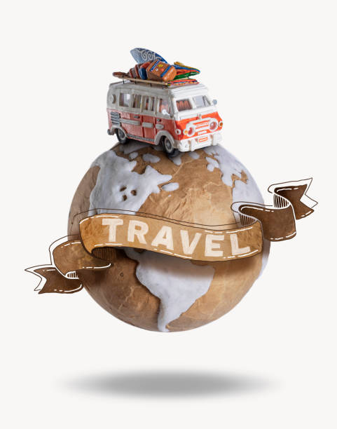 istock Motor home camper driving on the earth globe on vacations 1314647541