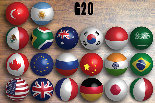G20 (Grupo de los Veinte) 20 países. 7 países participarán en la Cumbre de los principales países (G7), la UE, Rusia y el grupo formado por un total de 20 países y regiones de países emergentes de 11 países photo