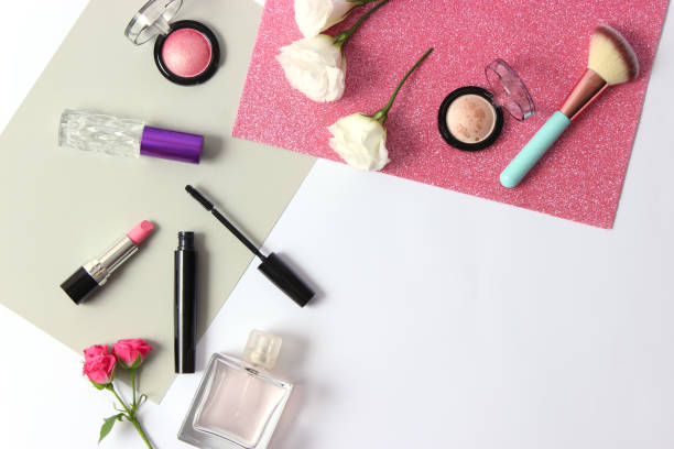 istock perfume and flowers on a colored background. 1314652369
