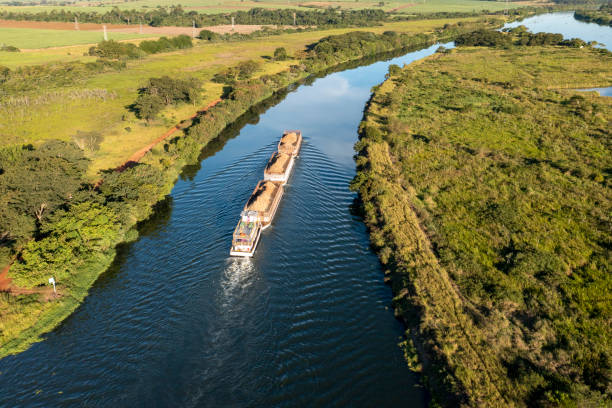 istock barge tug transporting commodity along the Tiete-Parana Waterway 1314659392