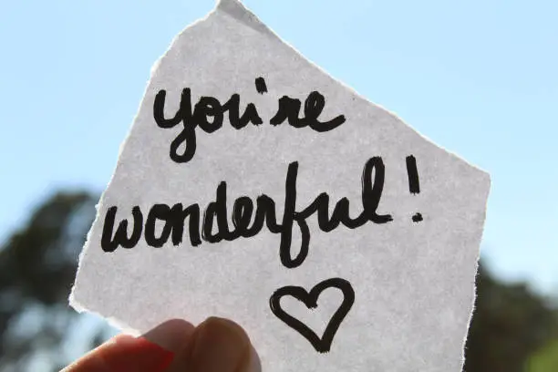 Photo of You're wonderful with heart hand written note