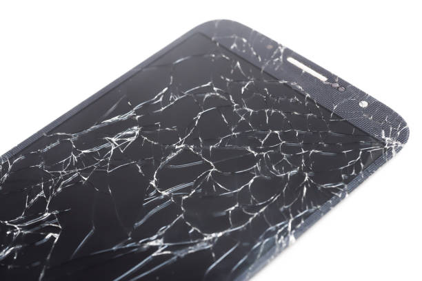 istock Mobile smartphone with broken glass lcd touch screen on white background. 1314661268