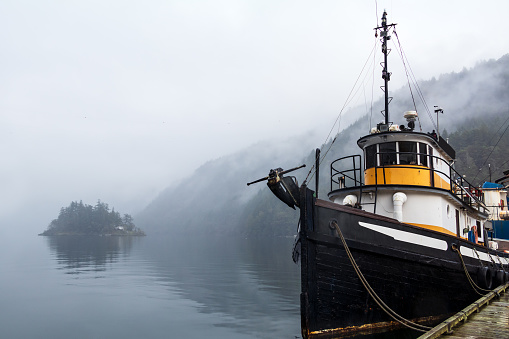 Nautical vessel along the shores of southern Vancouver Island.