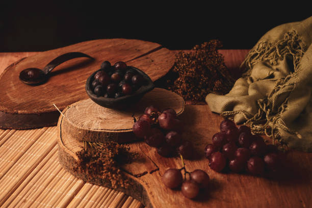 istock Still life of red grapes, top view 1314663907