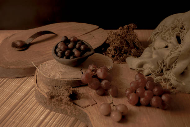 istock Still life of red grapes, top view 1314663929