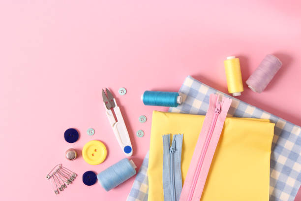 istock sewing accessories close-up. hobbies, fabrics and threads for sewing 1314669164