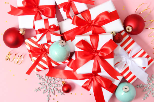 istock Set of beautifully wrapped gift boxes and Christmas decor 1314674538