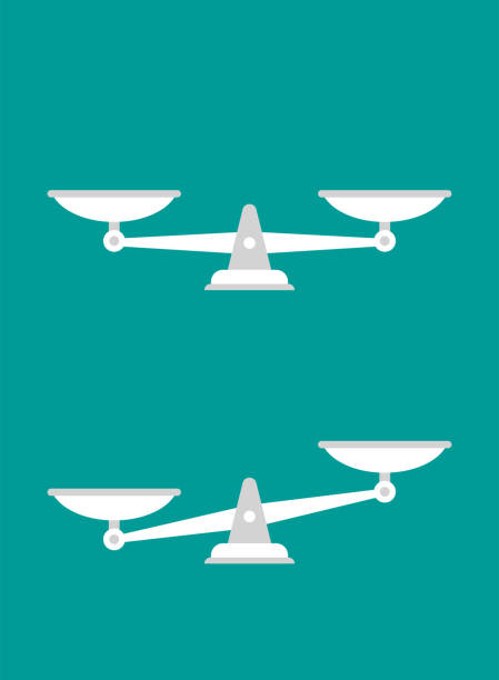 istock White mechanical scales balance. Icons set isolated on blue. 1314676701