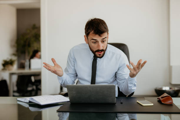 istock Nervous discussion, online meeting 1314681938