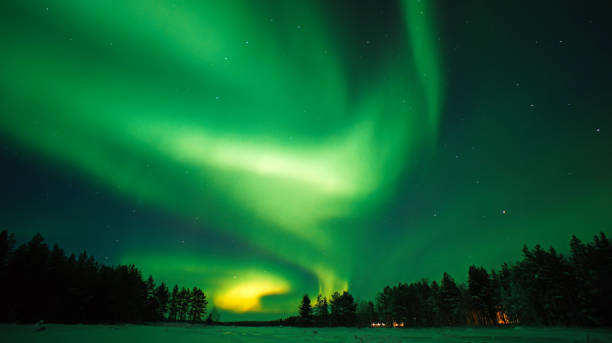 istock Aurora borealis. Northern lights night photo arctic circle 1314683325