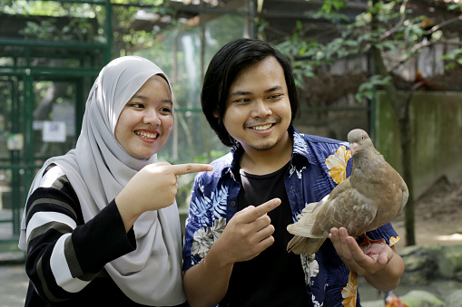 Asian friends are visiting petting zoo in Malaysia.