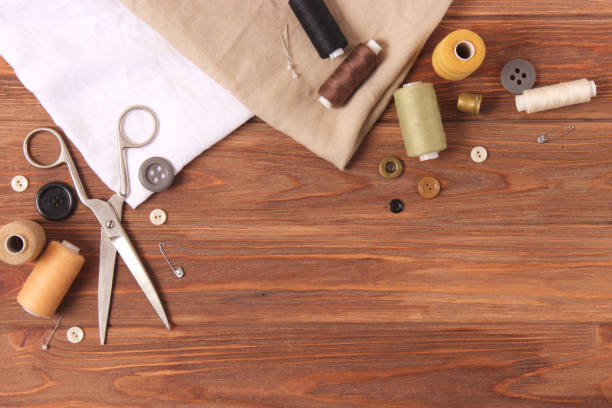 istock sewing accessories close-up. hobbies, fabrics and threads for sewing 1314693696
