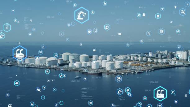 istock Industrial technology concept. Communication network. INDUSTRY 4.0. Factory automation. 1314696573