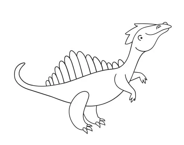 Vector illustration of Cute cartoon dinosaur character for children