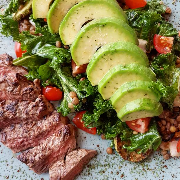 Veal steak salad with zucchini
