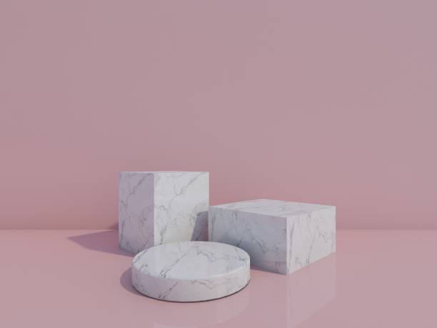 istock white  marble podium  on pink background. 3d rendering. 1314709169
